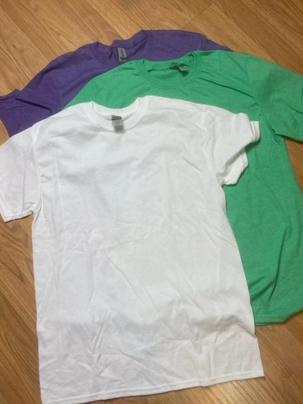 Gildan Classic Crew Neck Tee bundle- White, Green & Purple medium unisex